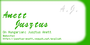 anett jusztus business card